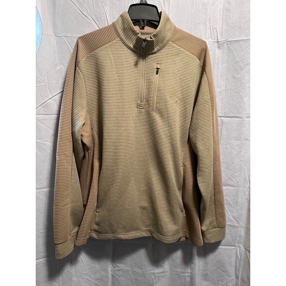 Callaway Golf Pullover Half Zip Long Sleeve Athletic Tan Mens Size Large